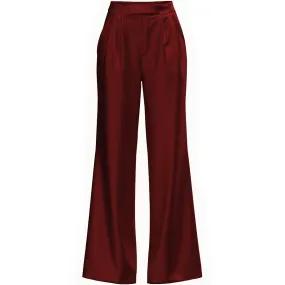 FLARED SATIN SILK TROUSER IN BORDEAUX