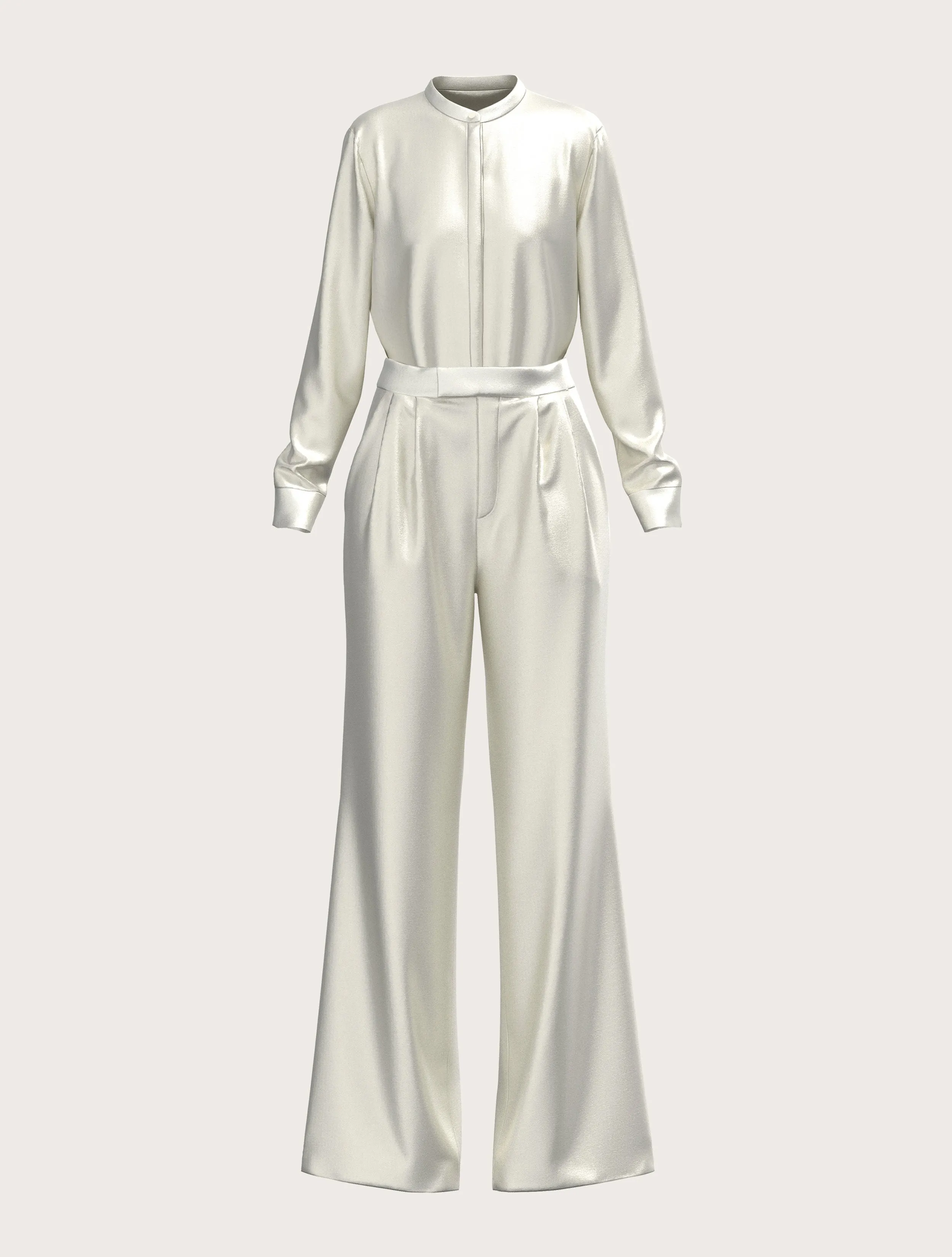 FLARED SATIN SILK TROUSER IN WHITE