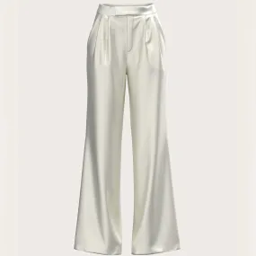 FLARED SATIN SILK TROUSER IN WHITE