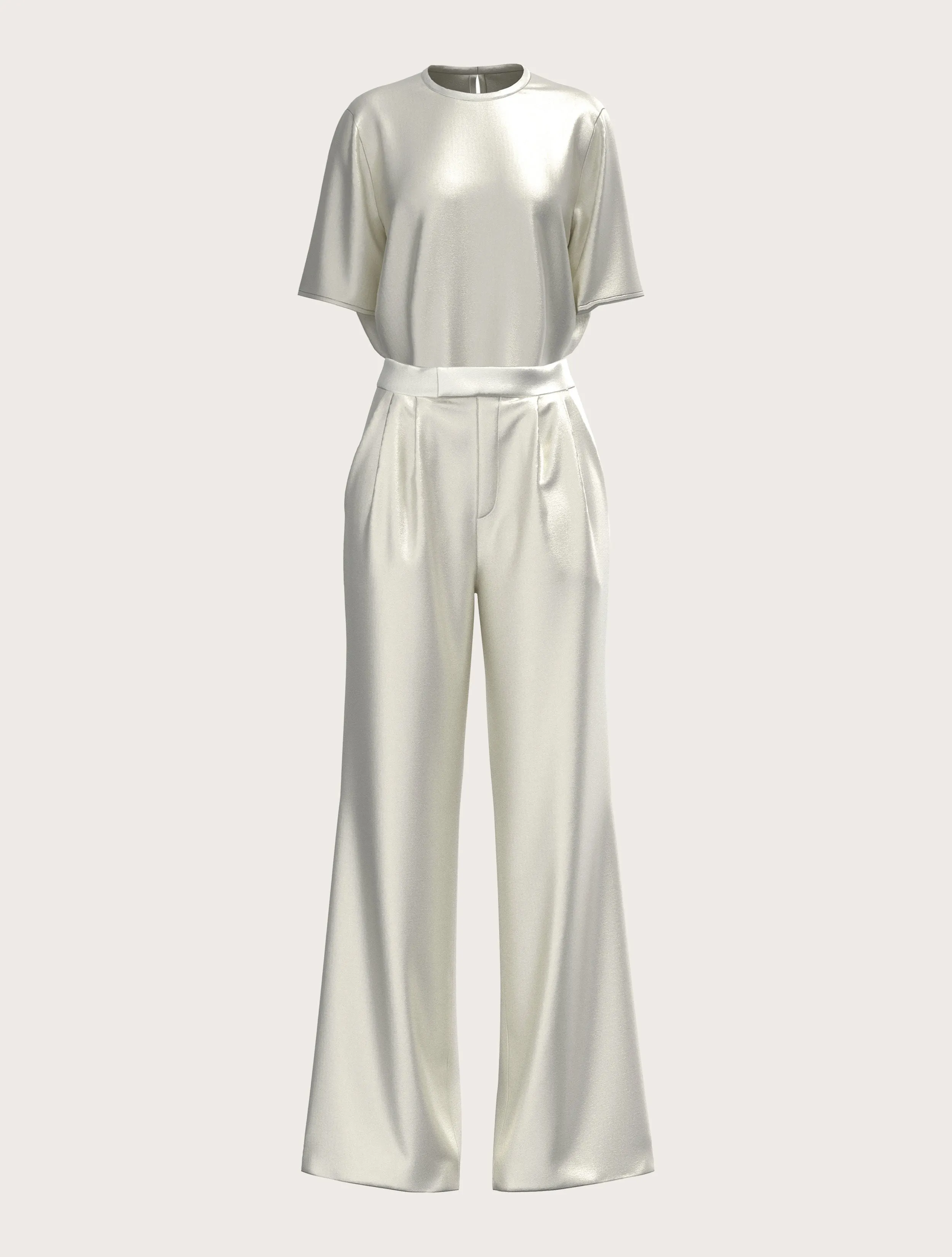 FLARED SATIN SILK TROUSER IN WHITE