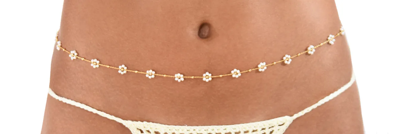 FLORESITA BELLY CHAIN | GOLD & PEARL