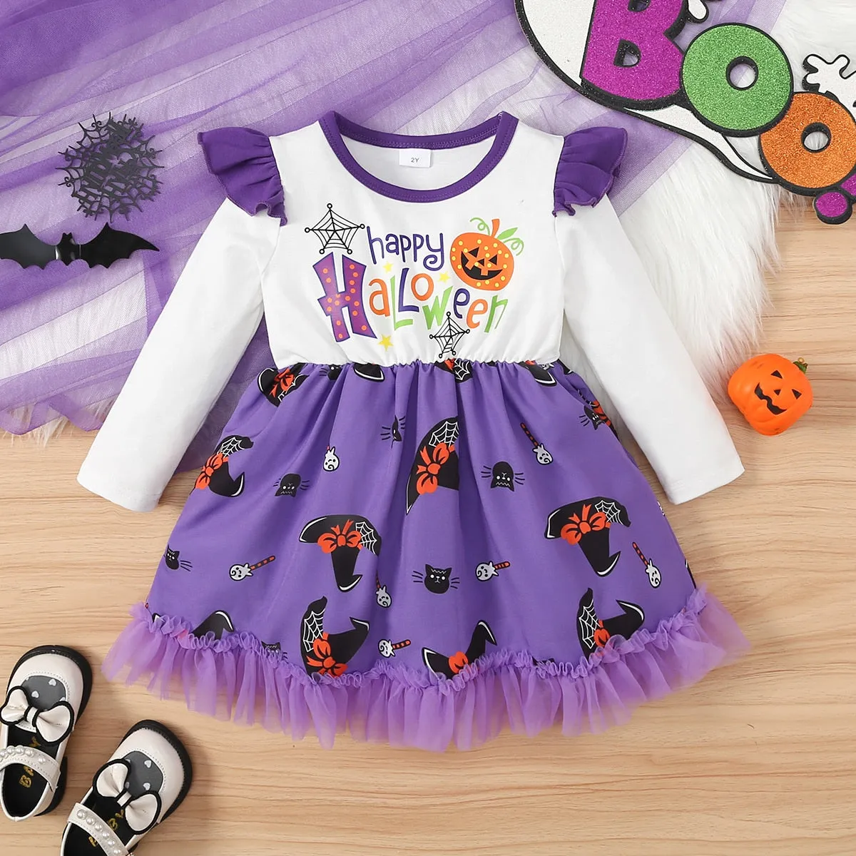 Girls Halloween Flutter Dress