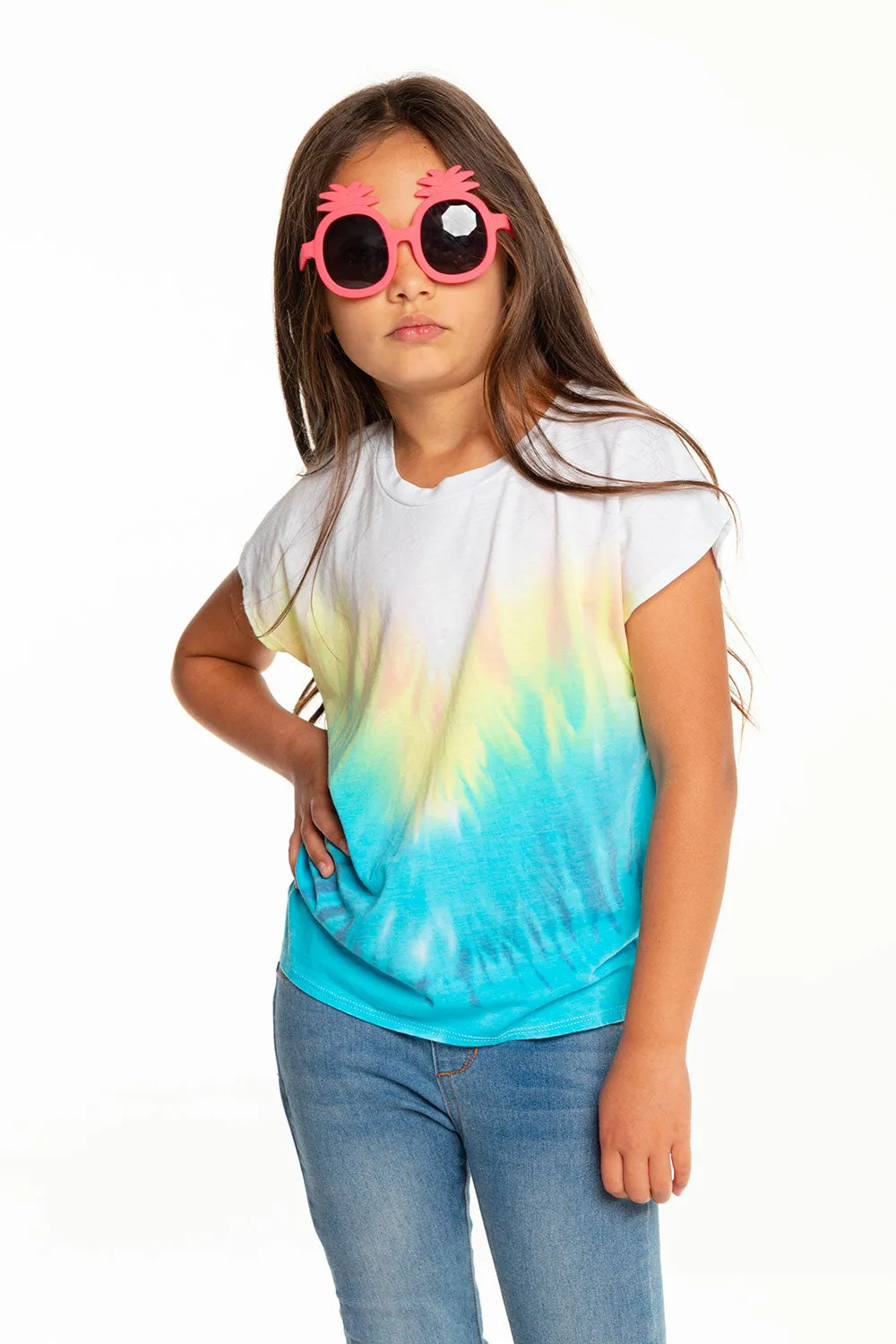 Girls Recycled Vintage Jersey Cap Sleeve Vent Back Tee