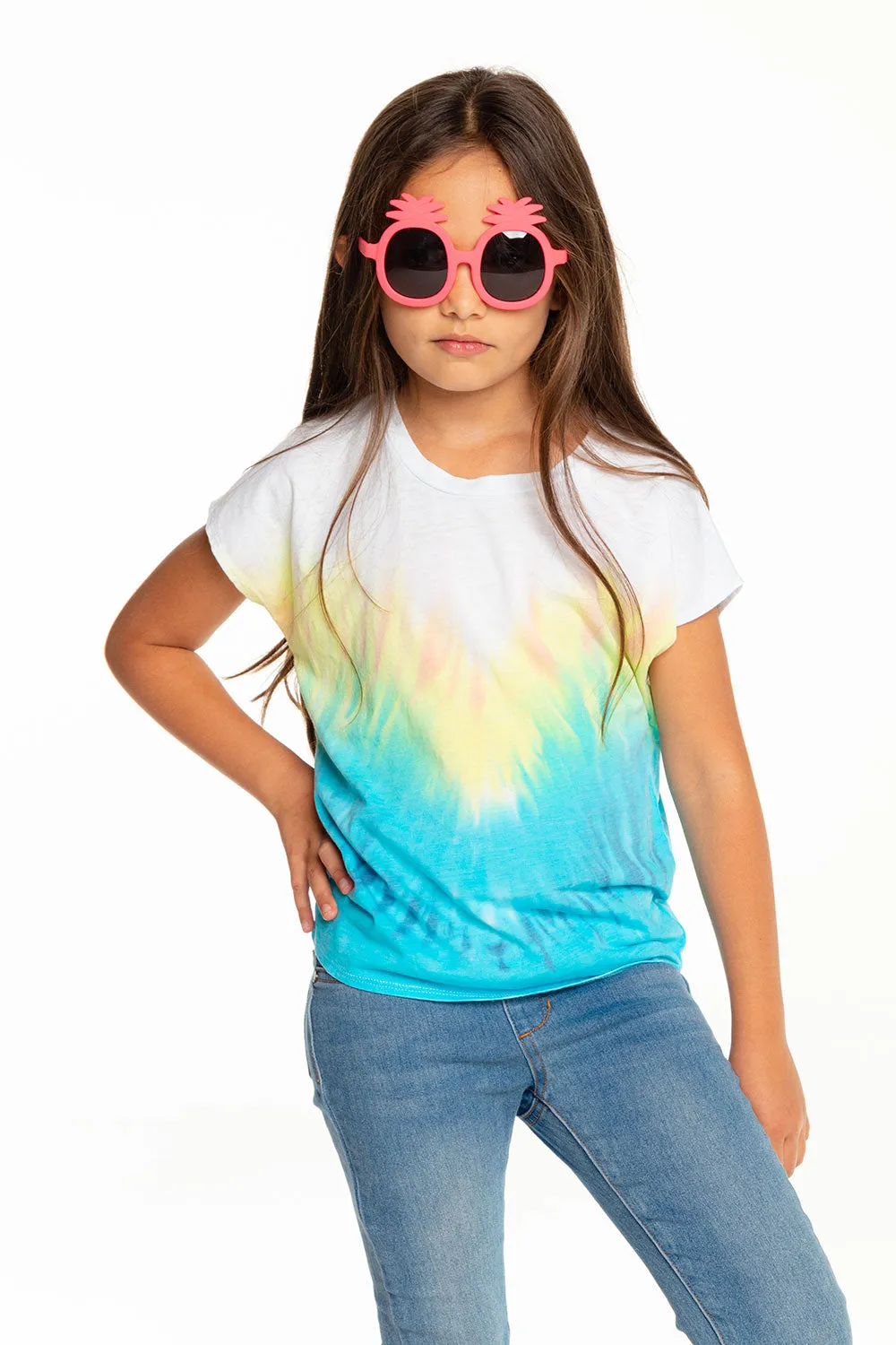 Girls Recycled Vintage Jersey Cap Sleeve Vent Back Tee