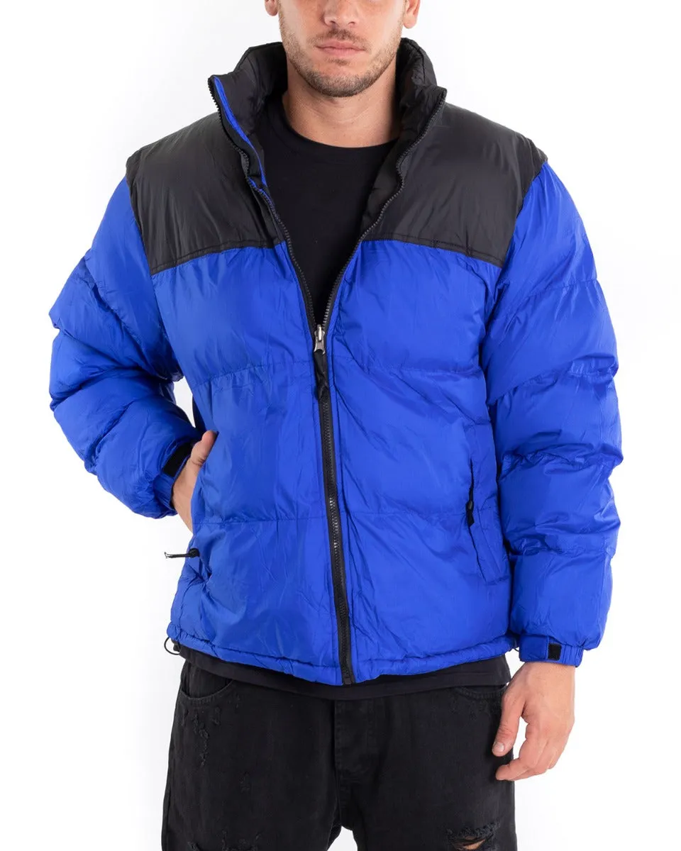 Giubbotto Uomo Bomber Bicolore Nero Blu Royal Puffer Imbottito GIOSAL-G2911A