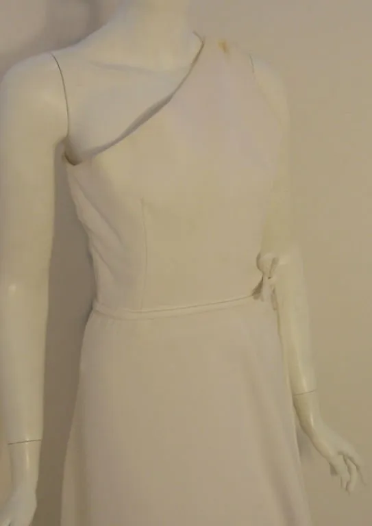 GIVENCHY Circa 1970s White One Shoulder Gown