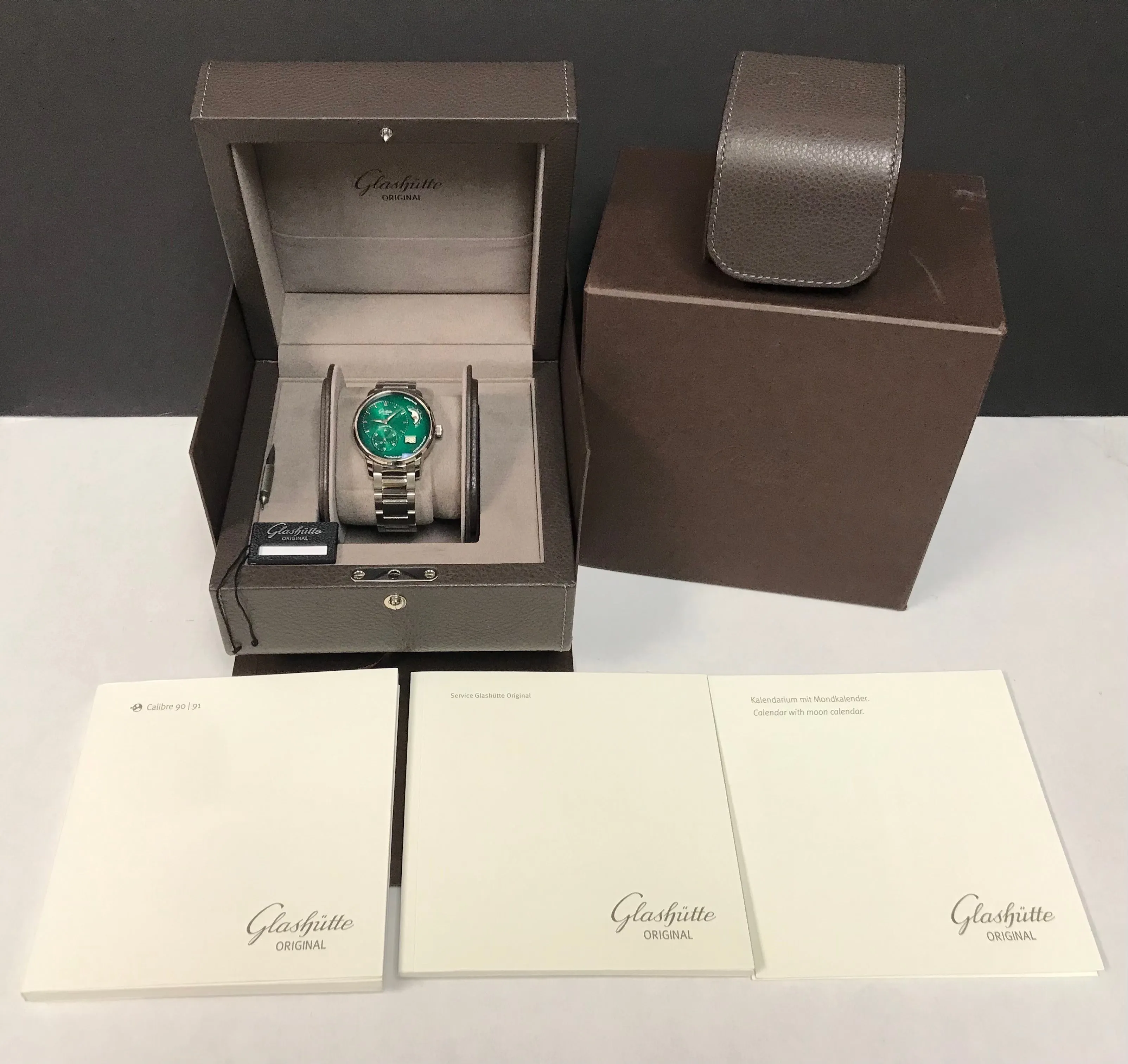 Glashutte Original Panomatic Lunar 1-90-02-13-32-02 Green Dial Automatic Men's Watch