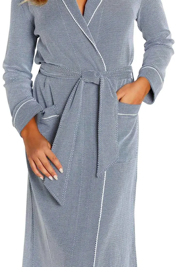 Grace Long Sleeve Long Robe Navy