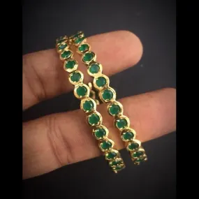 Green AD style fine gold polished Bangles