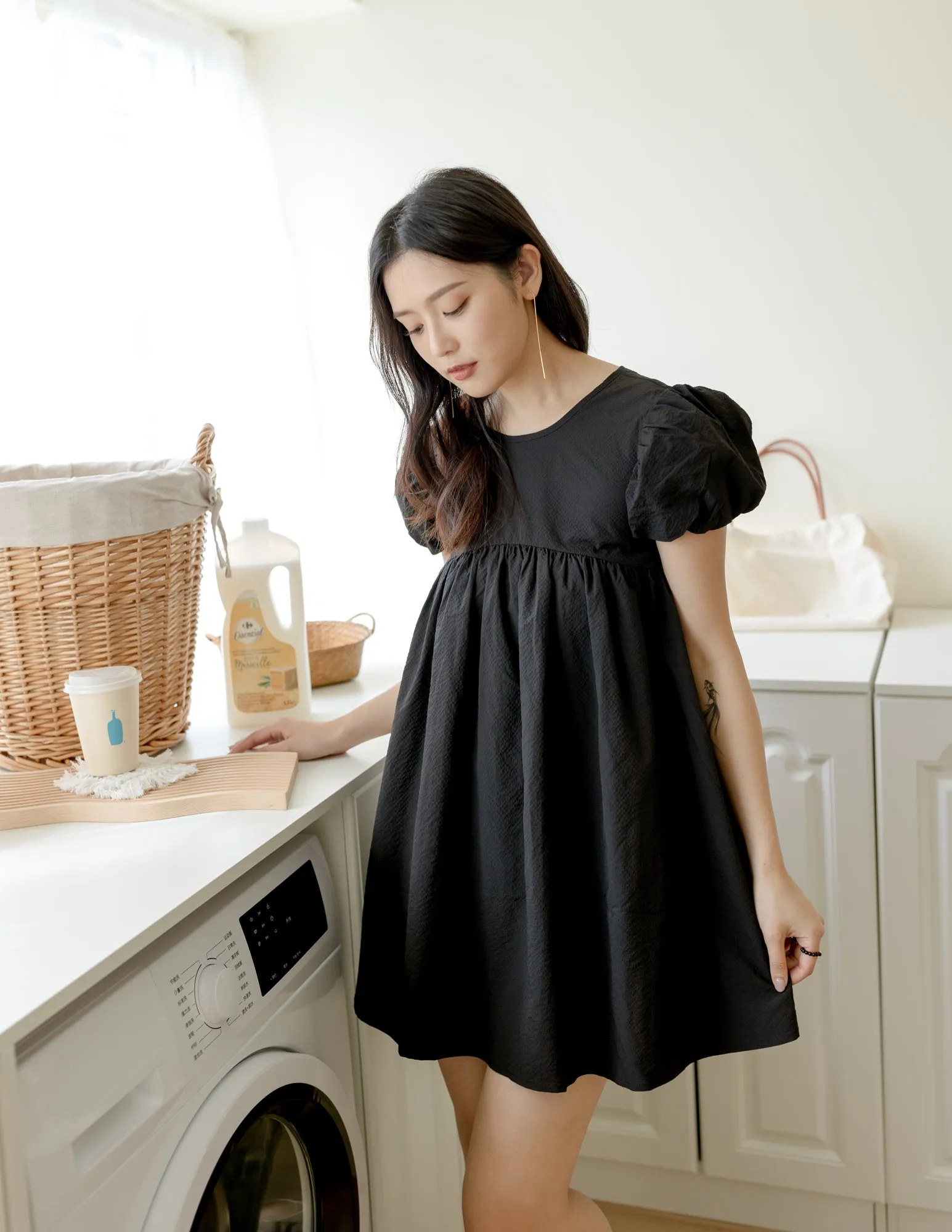 Hannah Babydoll Dress in Black