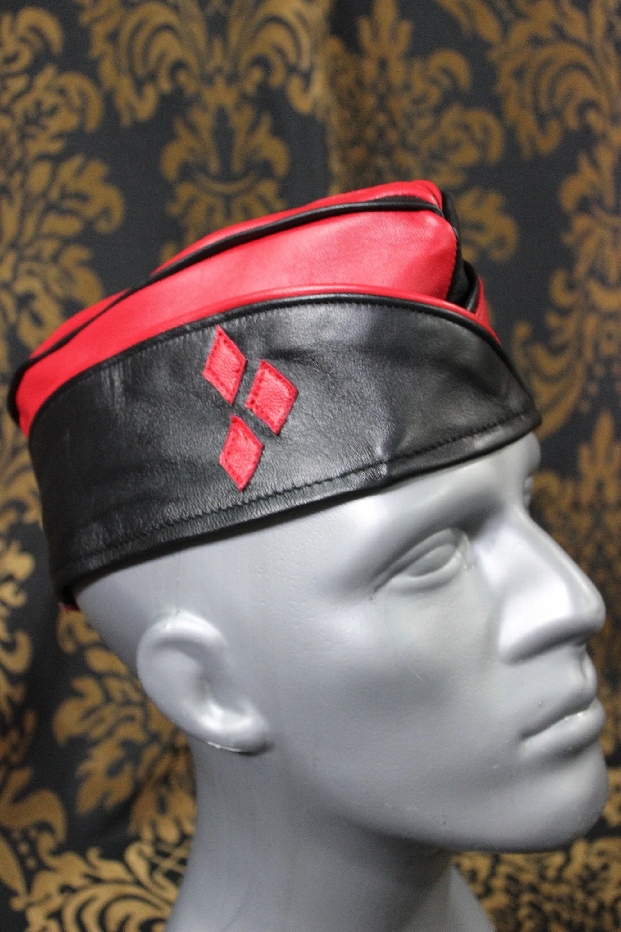 Harlequin Style Leather Garrison Cap