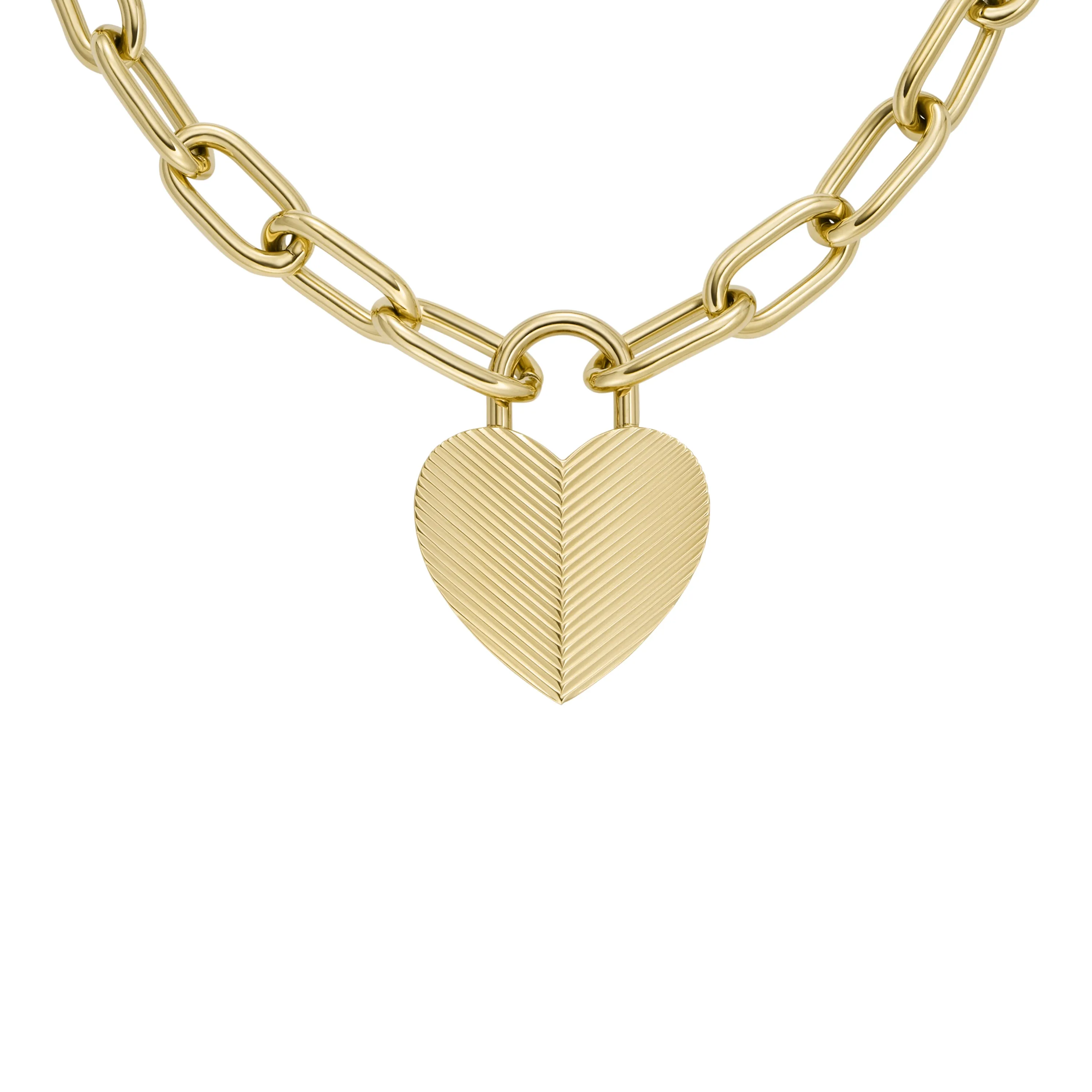 Harlow Linear Texture Heart Gold-Tone Stainless Steel Pendant Necklace