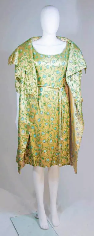 HAUTE COUTURE INTERNATIONAL 1960s Beaded Silk Coat & Dress