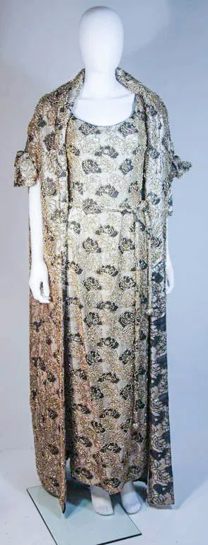 HAUTE COUTURE INTERNATIONAL 1960s Gold Beaded Gown Size 6