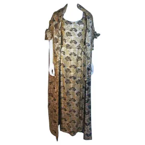 HAUTE COUTURE INTERNATIONAL 1960s Gold Beaded Gown Size 6