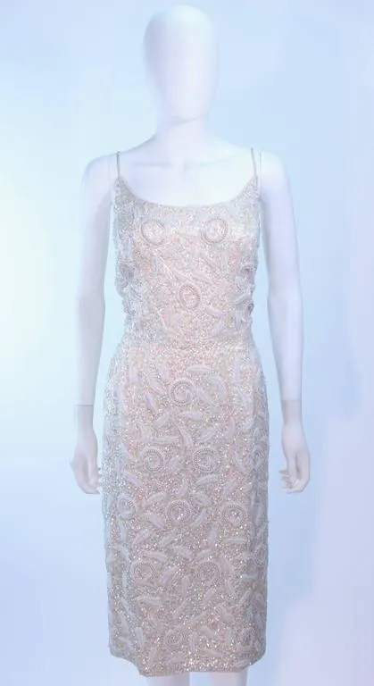 HAUTE COUTURE INTERNATIONAL 1960s  Ivory Cocktail Dress Size 8