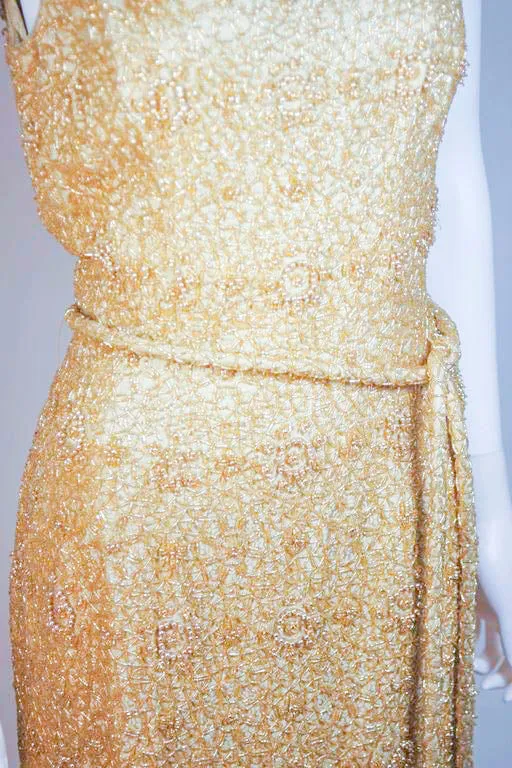 HAUTE COUTURE INTERNATIONAL Gold Beaded Gown Size Large