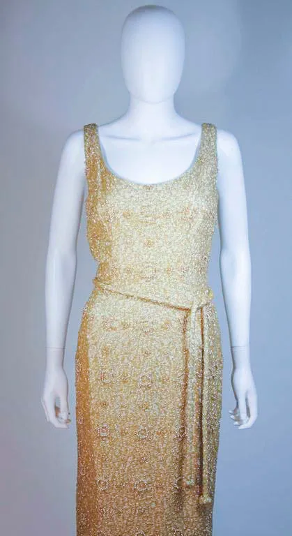 HAUTE COUTURE INTERNATIONAL Gold Beaded Gown Size Large