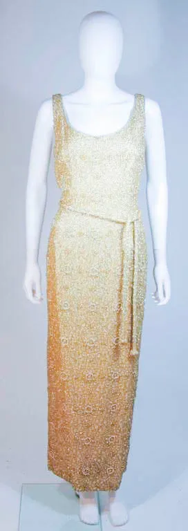 HAUTE COUTURE INTERNATIONAL Gold Beaded Gown Size Large