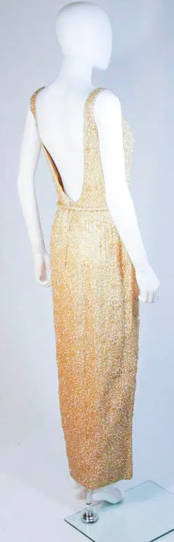 HAUTE COUTURE INTERNATIONAL Gold Beaded Gown Size Large