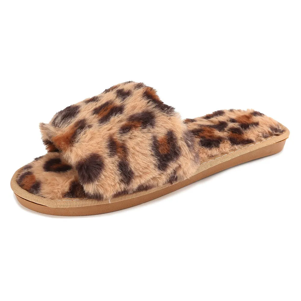 Haute Edition Women's Faux Fur Slide On House Slippers