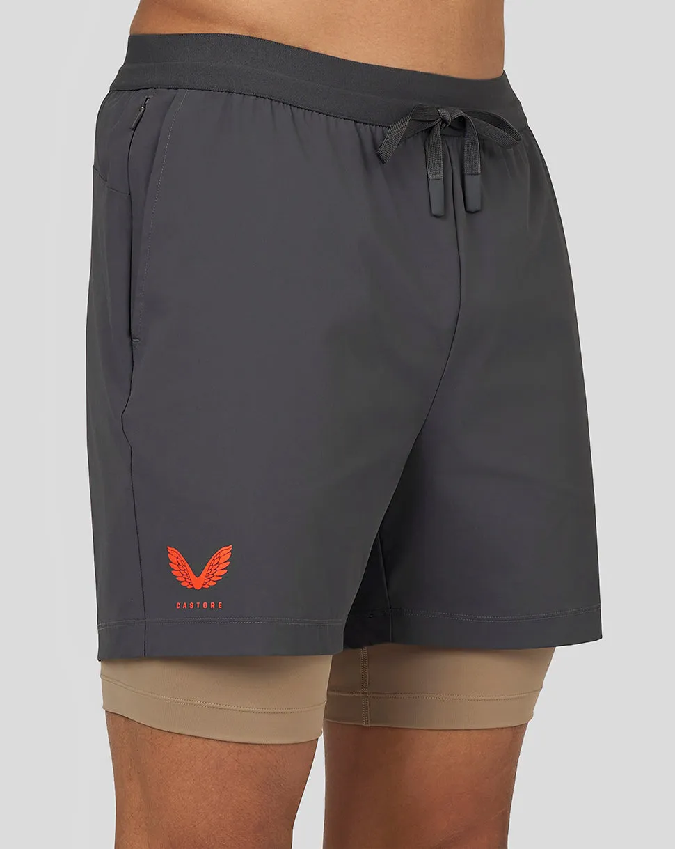 Heren Flow Shorts 2-in-1 - Gunmetal