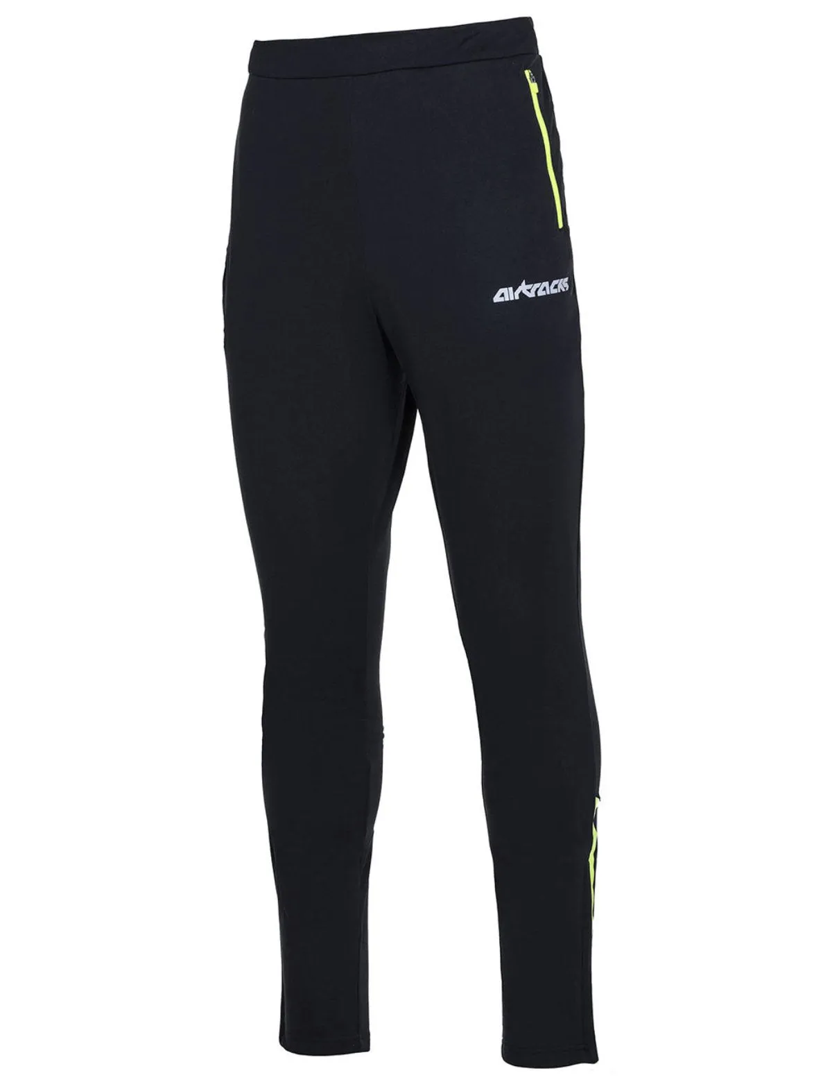 Herren Thermo Winter Laufhose Lang Pro Team Schwarz Neon