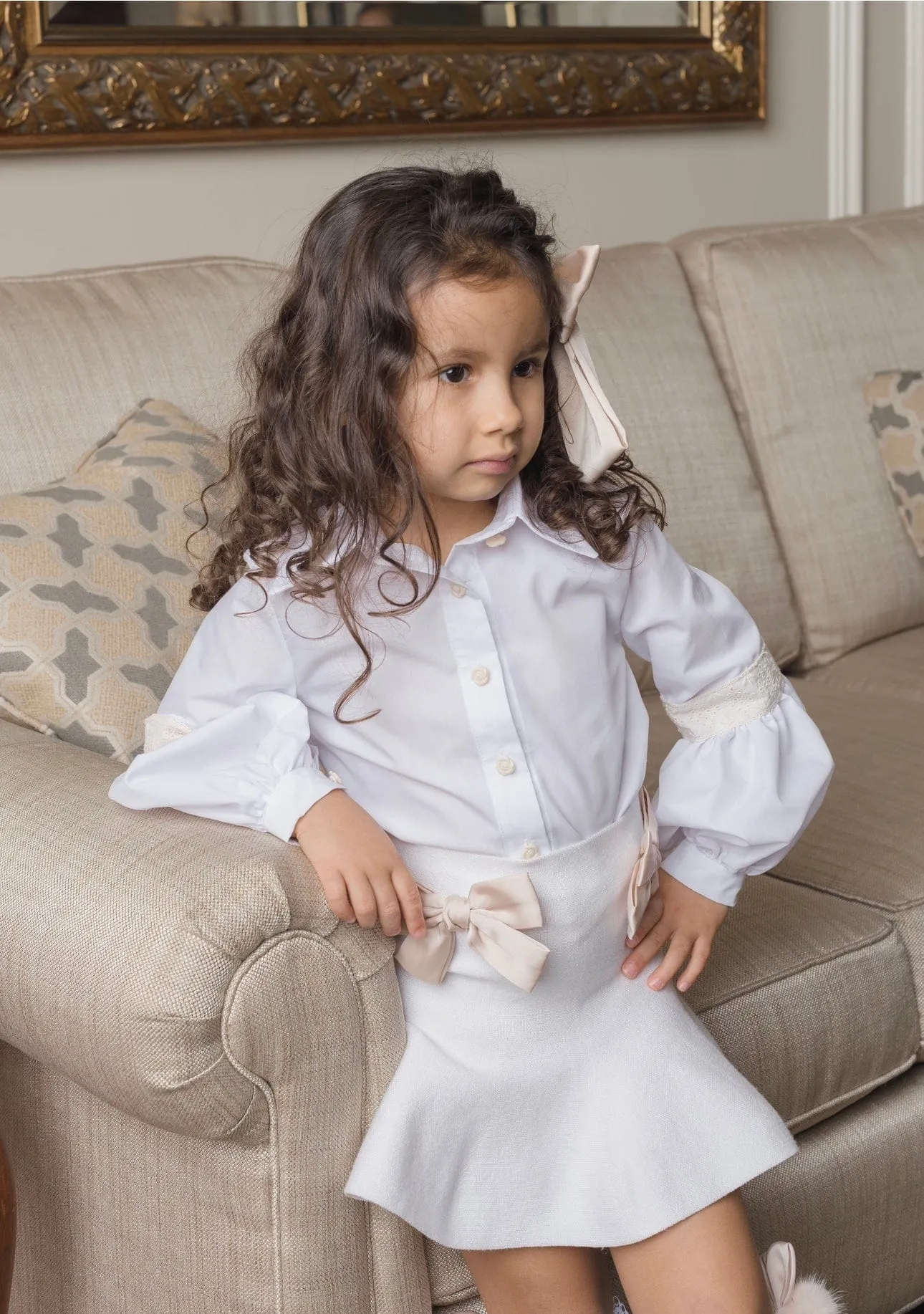 Herringbone White Blouse