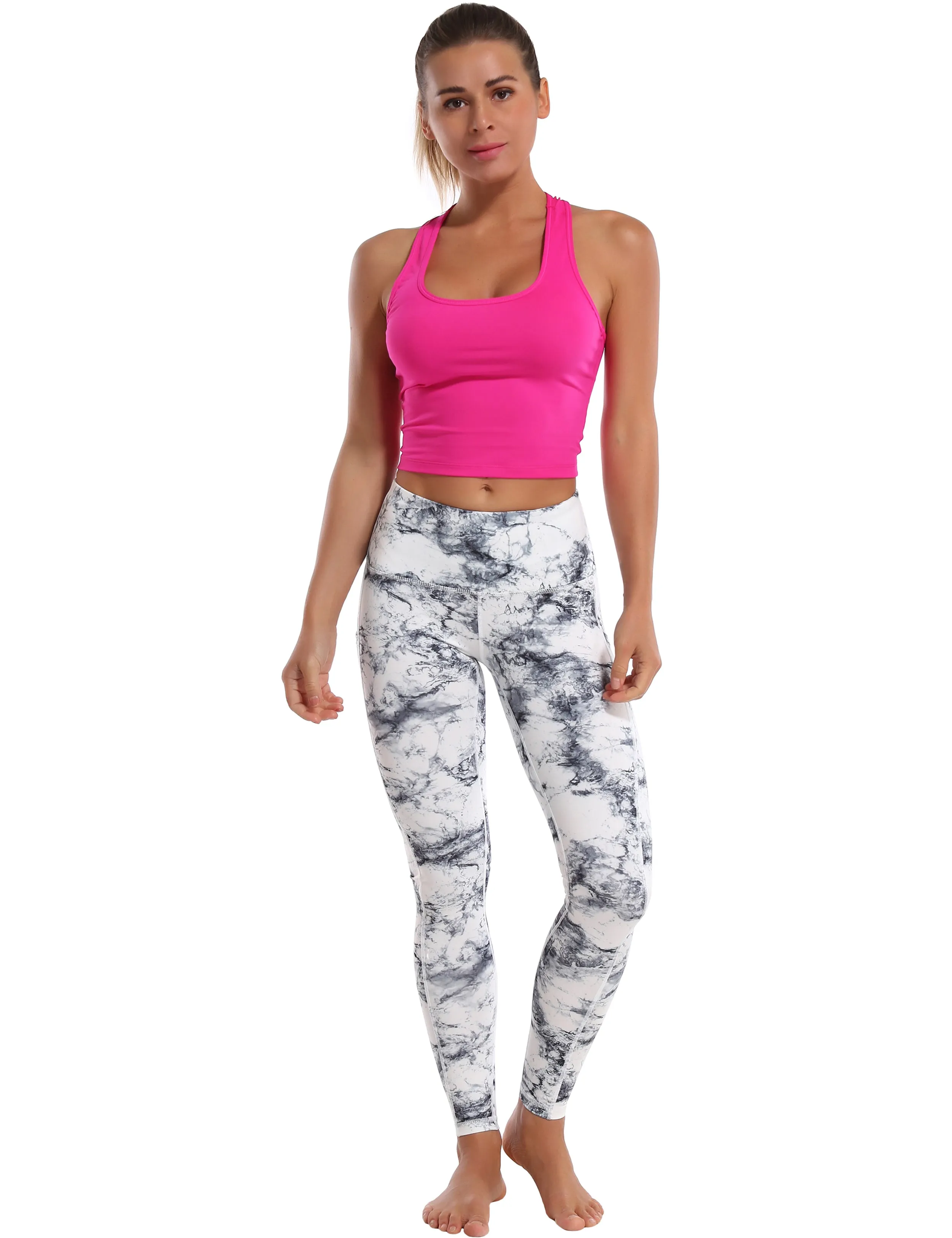 Hip Line Side Pockets Yoga Pants arabescato