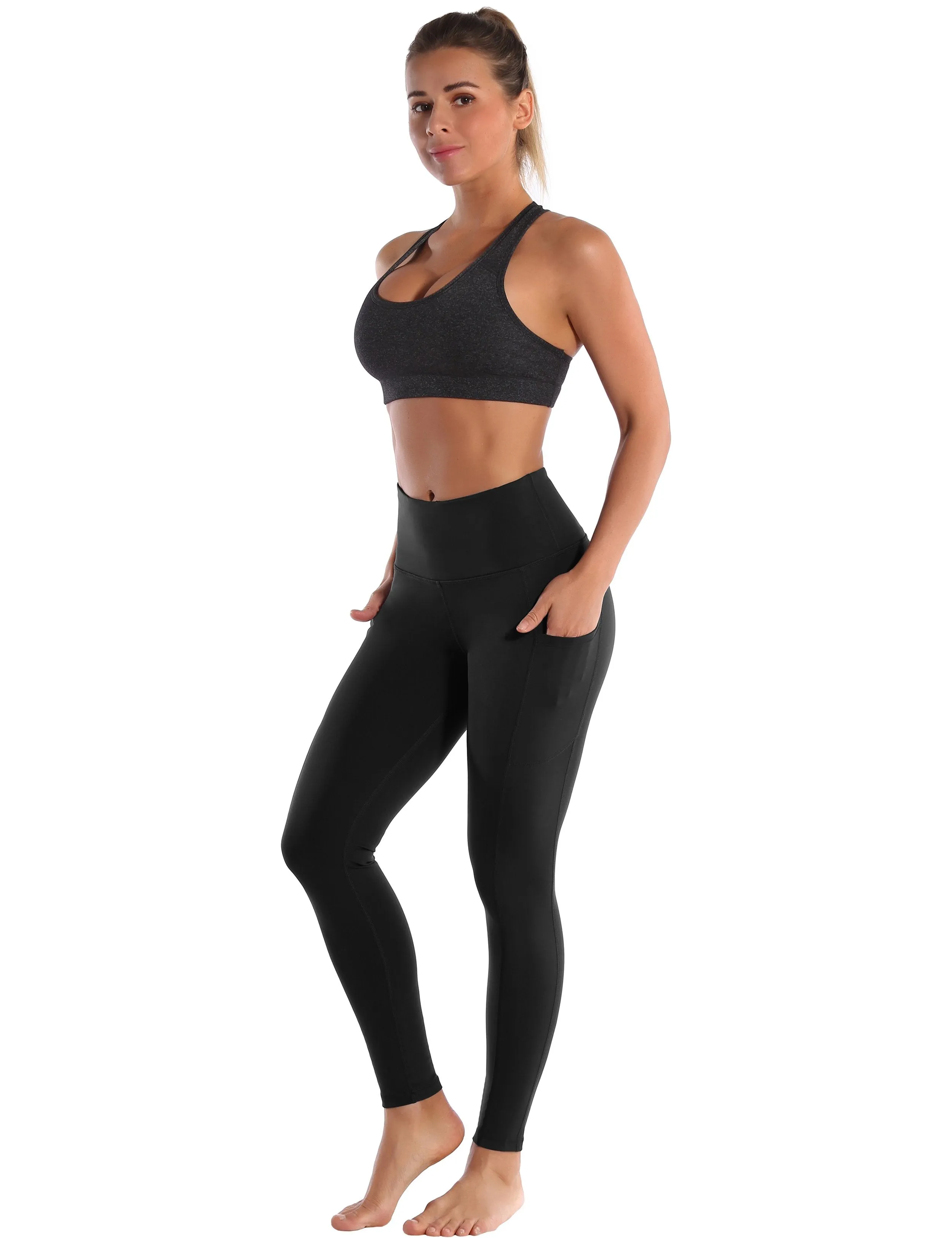 Hip Line Side Pockets Yoga Pants black ins