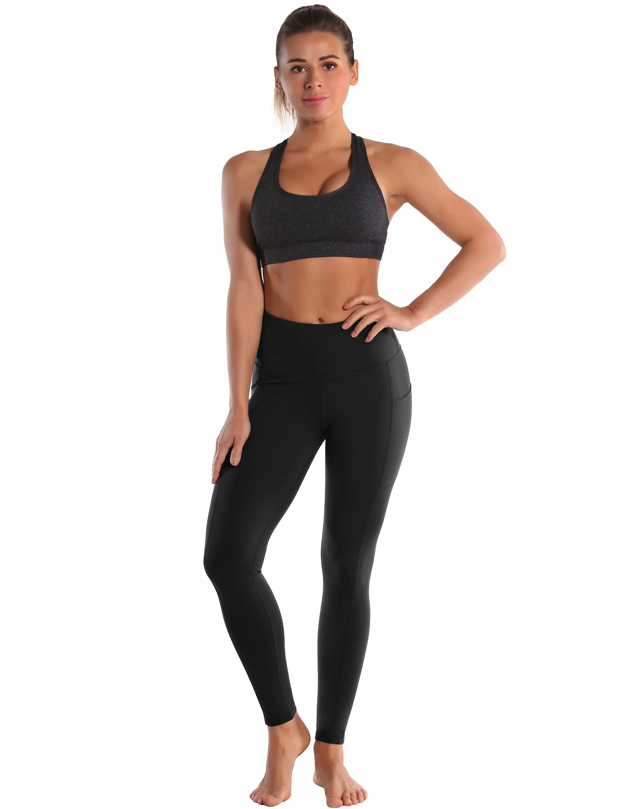 Hip Line Side Pockets Yoga Pants black ins