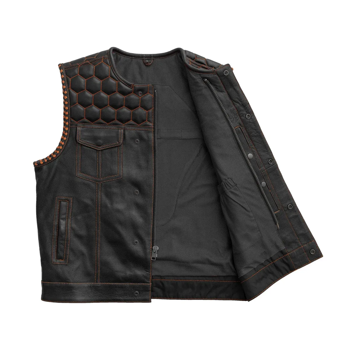 Hornet Perforated Men's Club Style Leather Vest