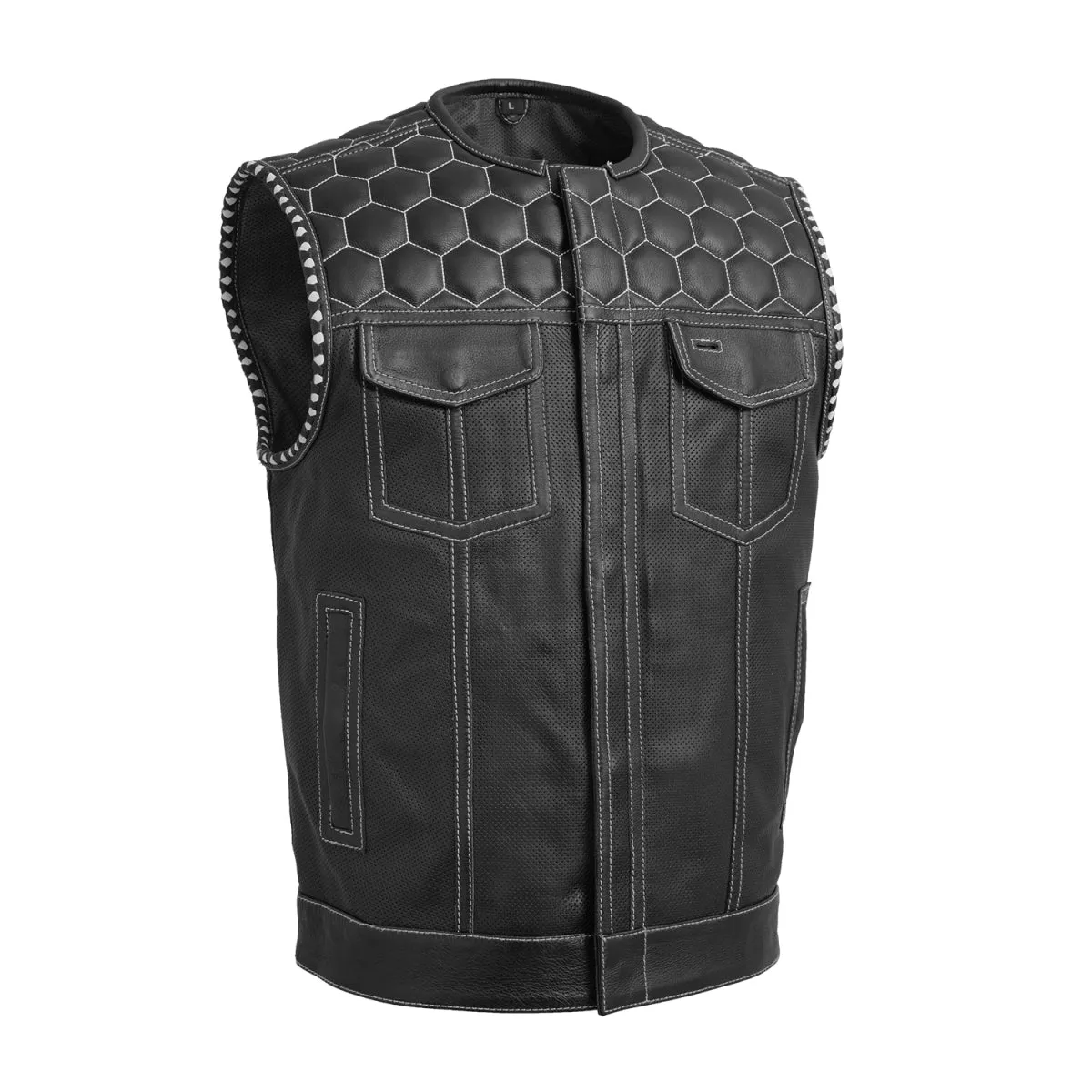 Hornet Perforated Men's Club Style Leather Vest