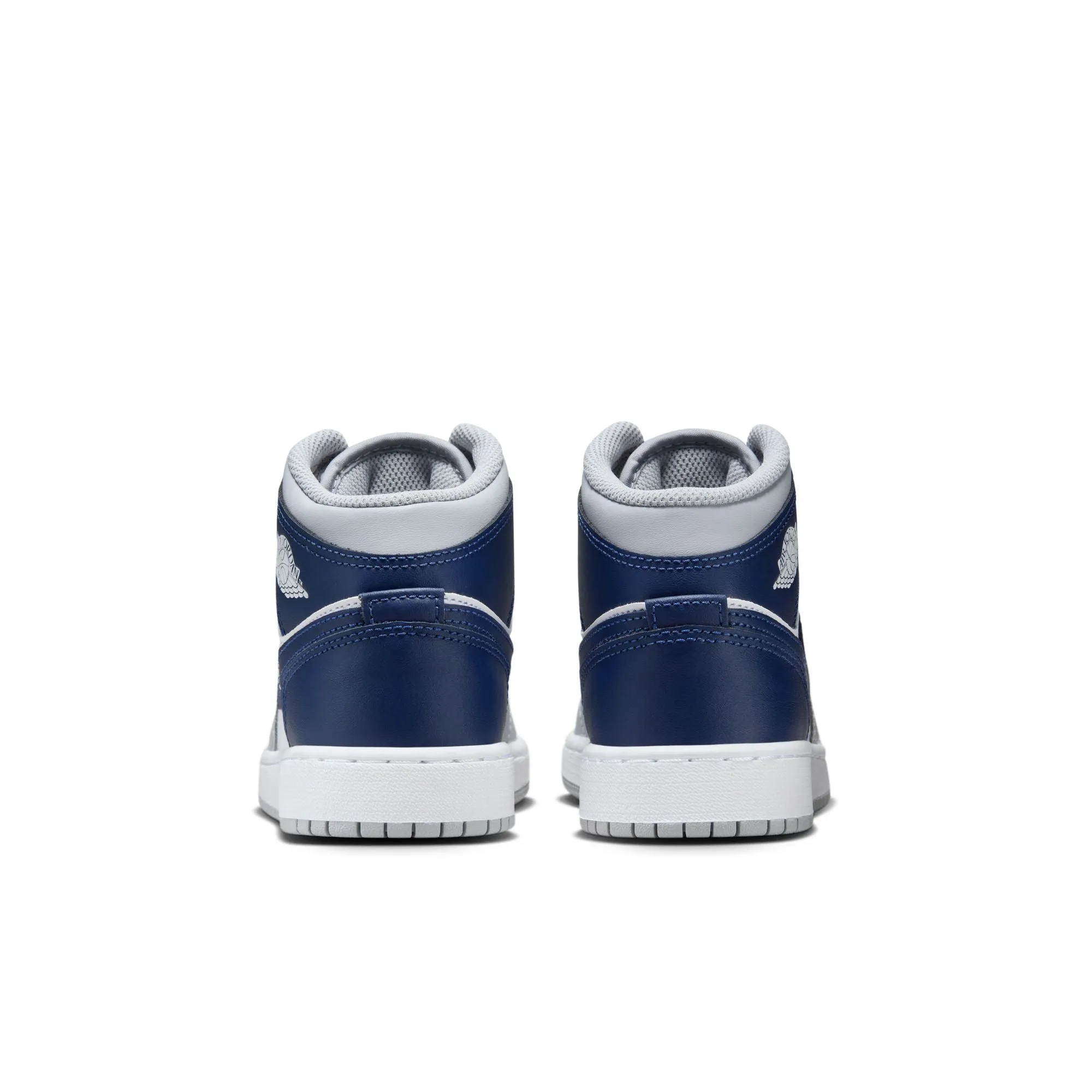 Jordan - Boy - GS Air Jordan 1 Mid - White/Midnight Navy/Wolf Grey