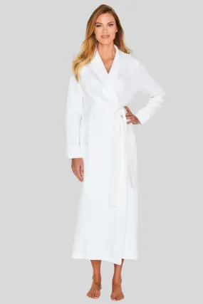 Kelly Long Sleeve Jacquard Long Robe in White