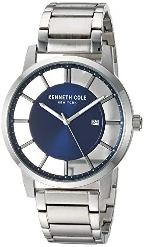 Kenneth Cole New York Men's TRANSPARENCY Quartz Stainless-Steel Strap, Silver, 20.8 Casual Watch (Model: KC50560002)