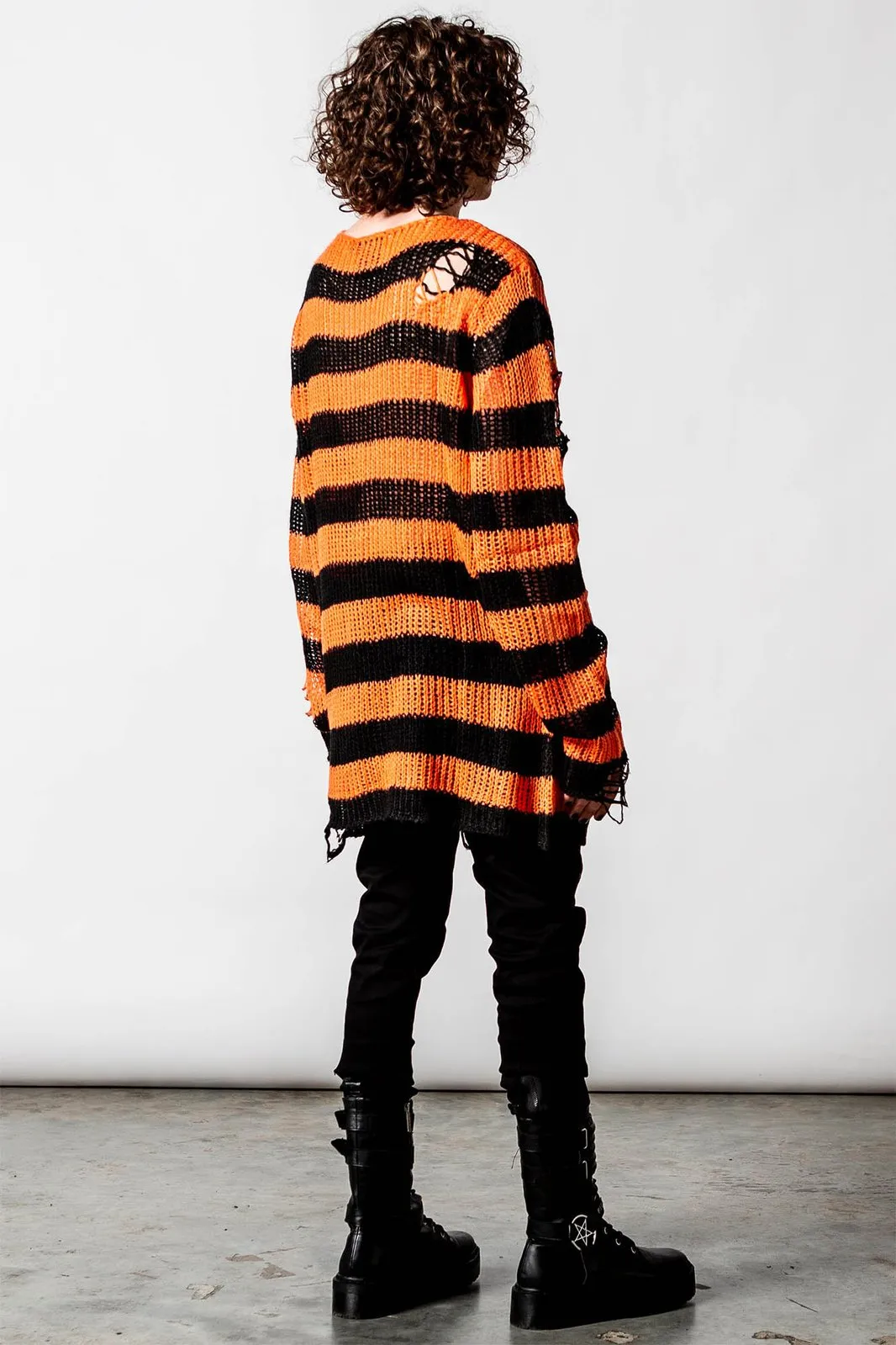 Killstar Pumpkin Punk Knit Sweater Black and Orange