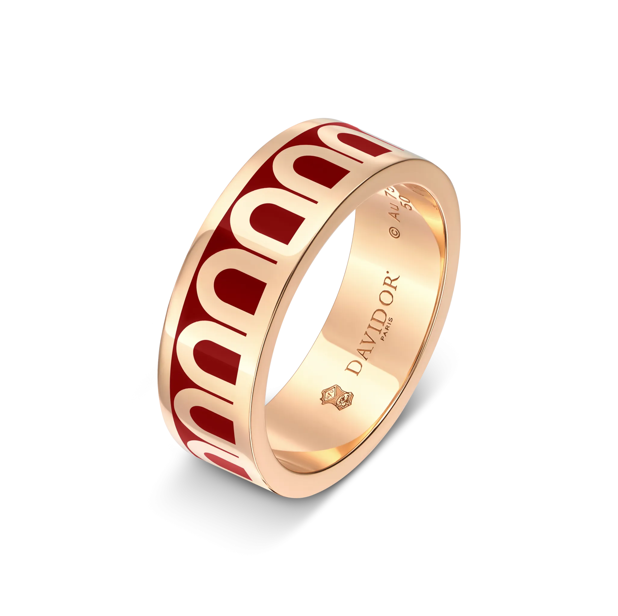 L'Arc de DAVIDOR Ring MM, 18k Rose Gold with DAVIDOR Bordeaux Lacquered Ceramic