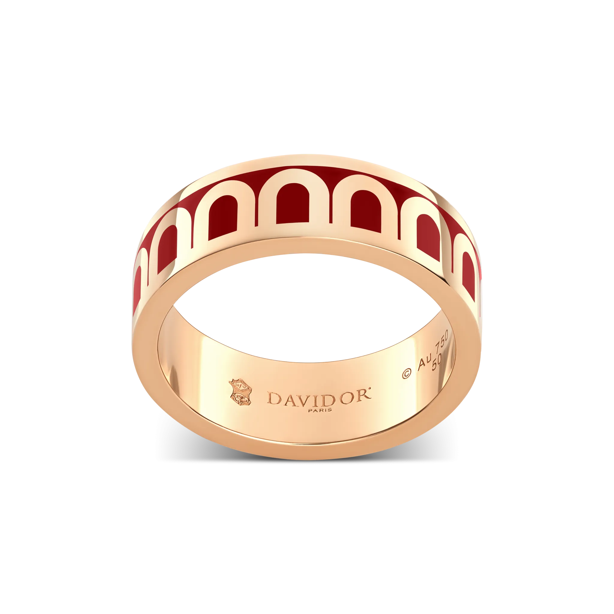 L'Arc de DAVIDOR Ring MM, 18k Rose Gold with DAVIDOR Bordeaux Lacquered Ceramic