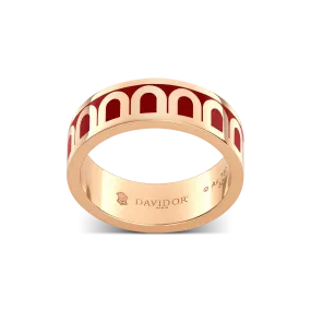 L'Arc de DAVIDOR Ring MM, 18k Rose Gold with DAVIDOR Bordeaux Lacquered Ceramic