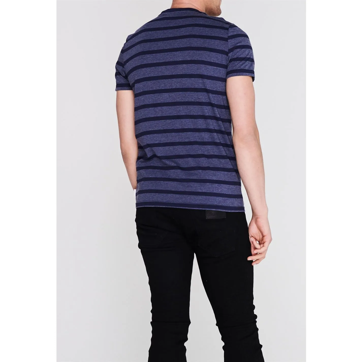 Lee Cooper Stripe Logo T Shirt Mens Gents Crew Neck Tee Top Short Sleeve Cotton