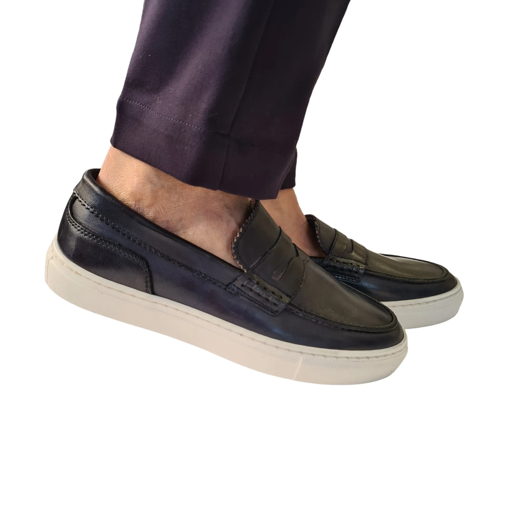 Les Poemes Mocassino Uomo Blu Rif.62