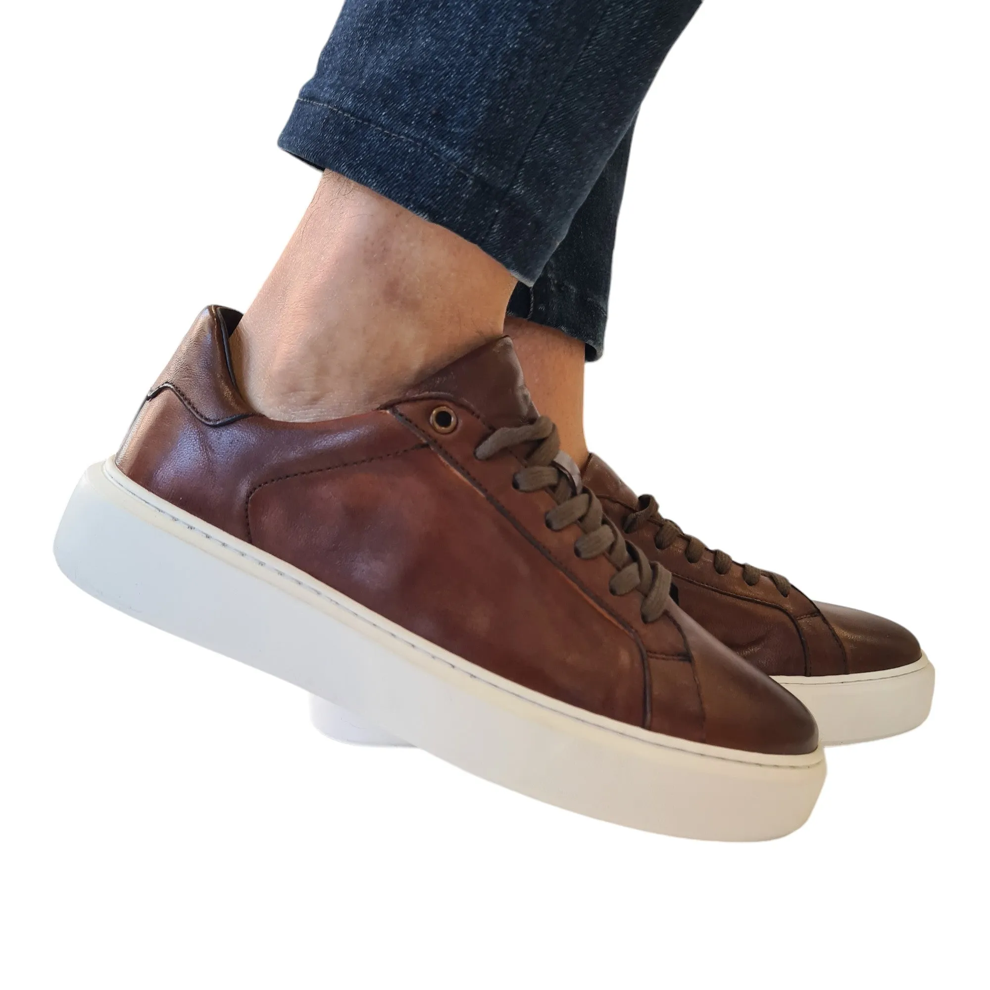 Les Poemes Sneakers Uomo Pelle Marrone Rif.105