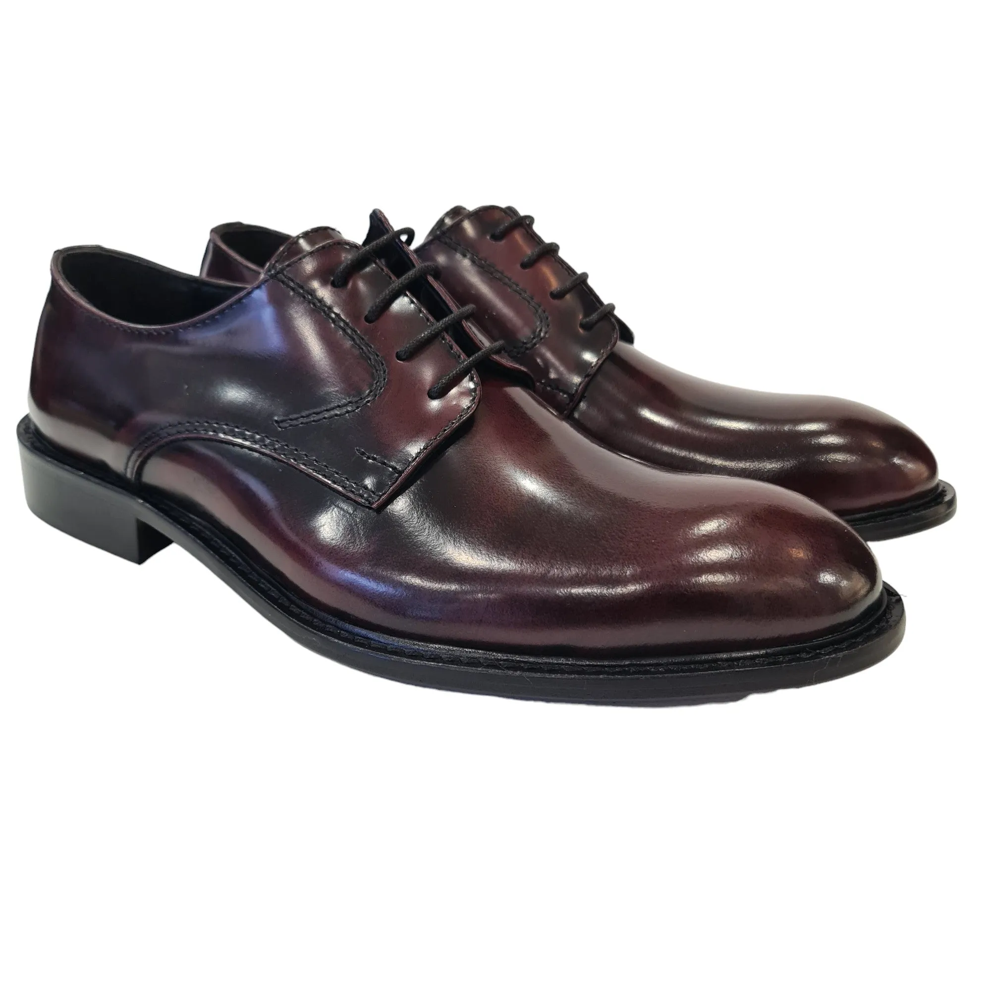 Les Poèmes Uomo Scarpa Elegante Pelle Abrasivata Bordeaux Rif.87