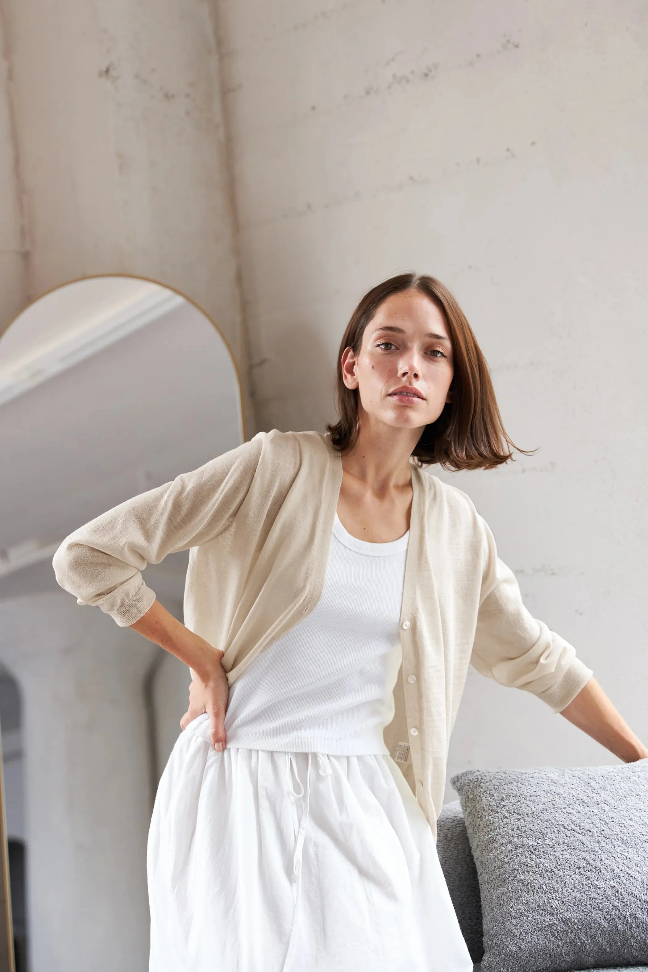 Light Weight Cardigan in Natural