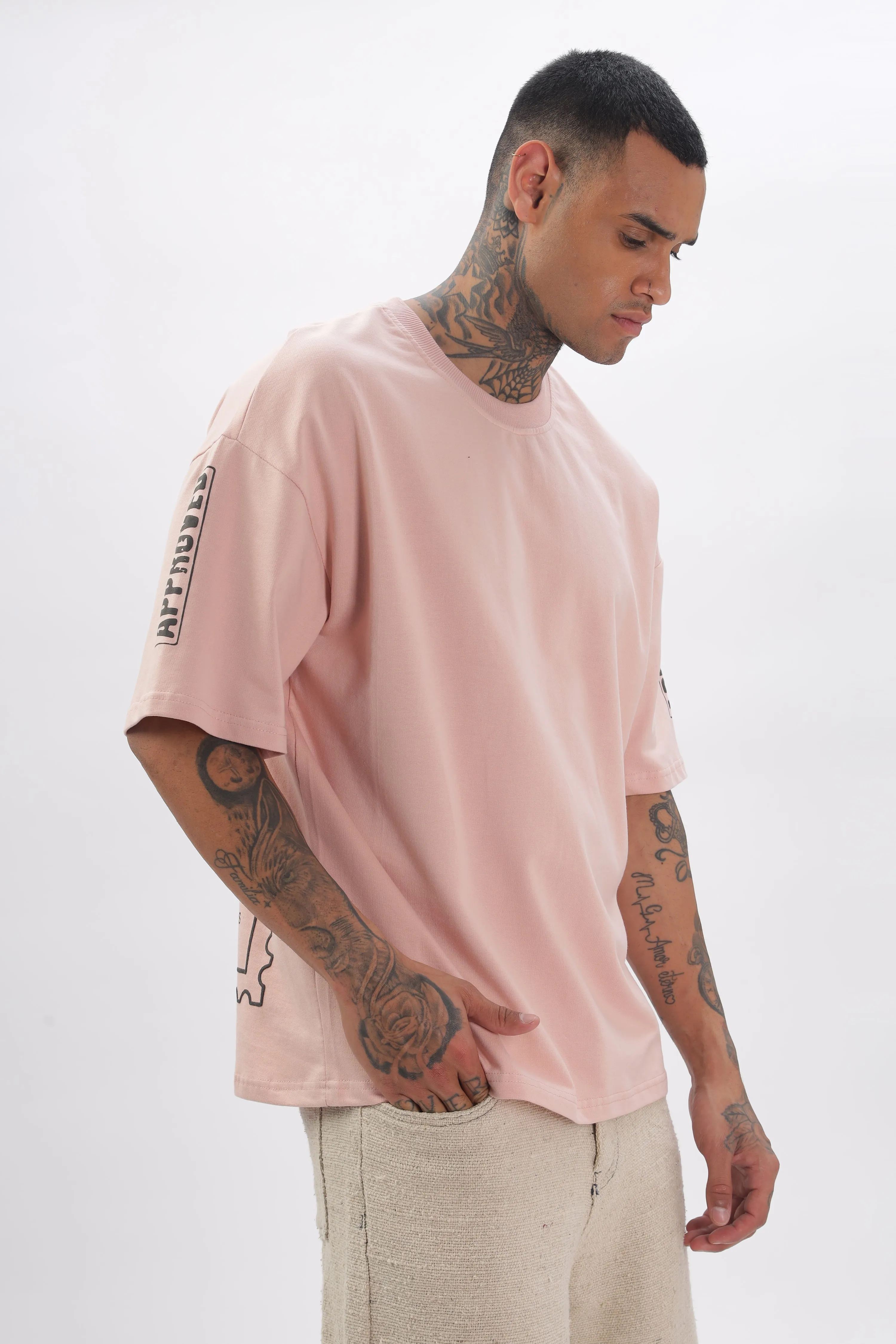 Madras Unisex Pink Drop-Shoulder T-Shirt