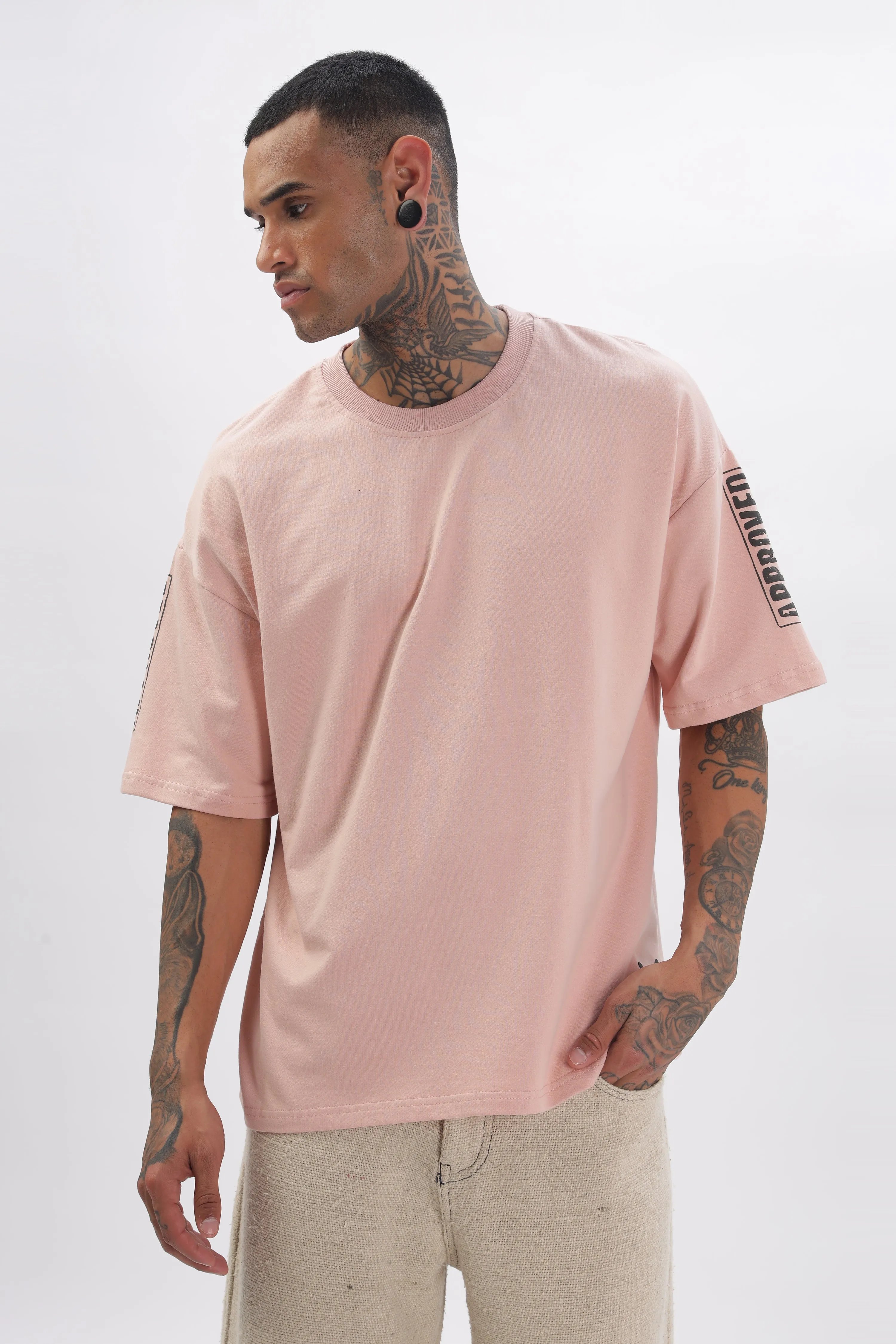 Madras Unisex Pink Drop-Shoulder T-Shirt