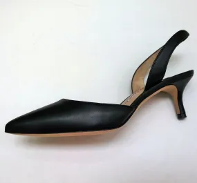 Manolo Blahnik Carolyne 50 Black Leather Slingback Heels