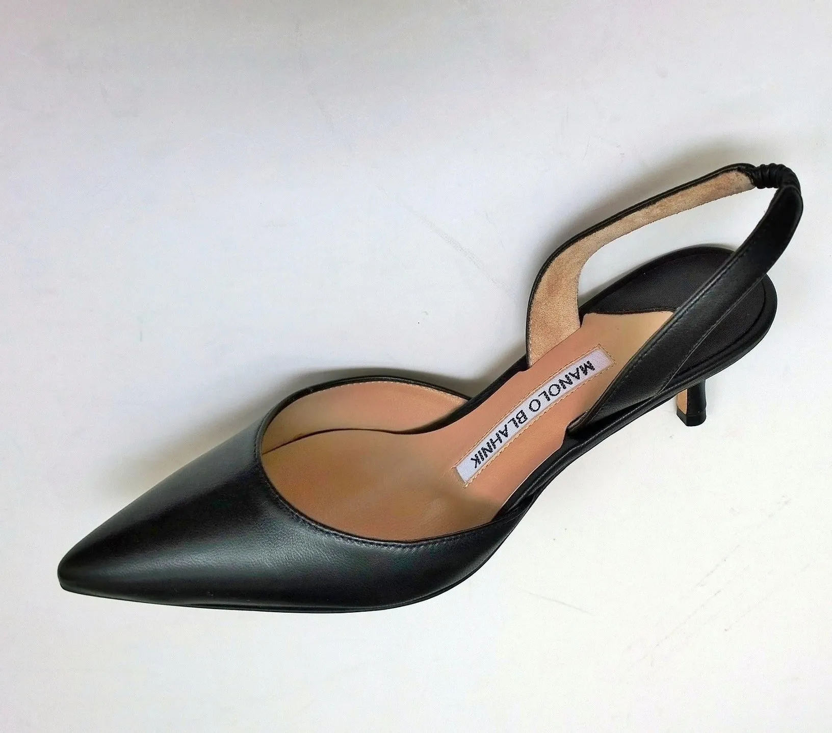 Manolo Blahnik Carolyne 50 Black Leather Slingback Heels