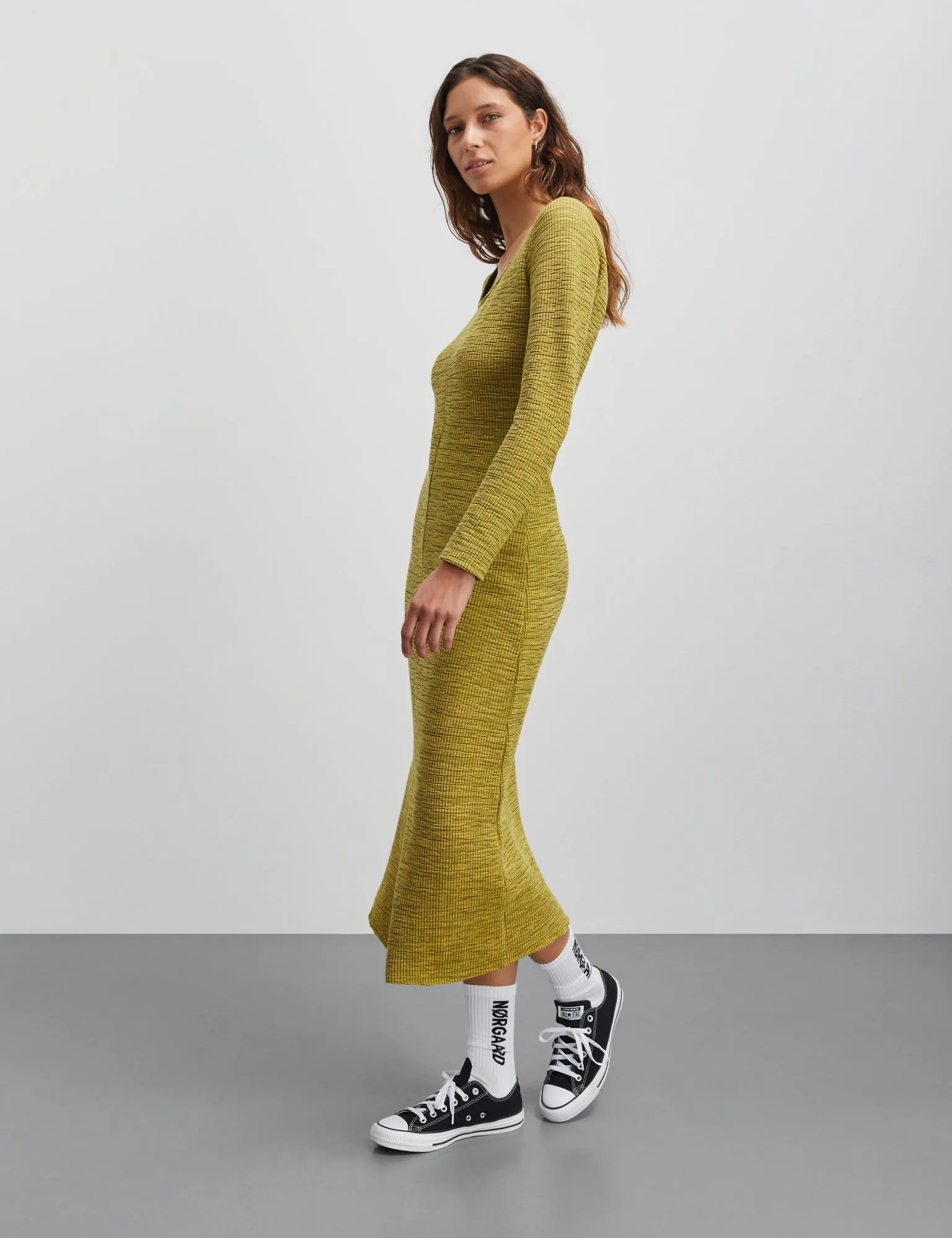 Mel Crepe Bibli Dress, Misted Yellow Melange